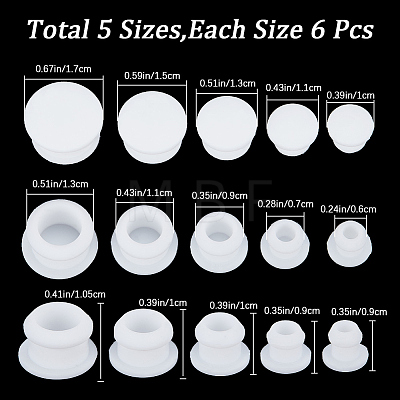 30Pcs 5 Style Silicone Bottle Seal Plug AJEW-GF0008-09B-1