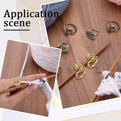 SUNNYCLUE 9Pcs 9 Style Fish/Peacock Alloy & Steel Yarn Guide Finger Holders Sets RJEW-SC0001-19-1