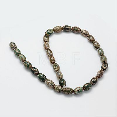 Tibetan Style 3-Eye dZi Beads Strands TDZI-G010-A04-1