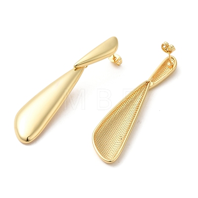 Real 18K Gold Plated Brass Dangle Stud Earrings EJEW-G382-20B-G-1