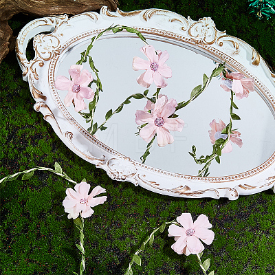 Flower Polyester with Iron wire Upper Arm Cuff Bangles for Women AJEW-GF0014-08A-1