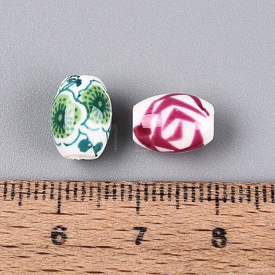 Printed Handmade Porcelain Beads PORC-Q007-13A-1