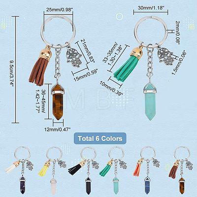  Synthetic & Natural Gemstone Bullet Keychain KEYC-NB0001-43-1