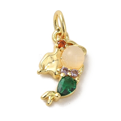 Brass Micro Pave Colorful Cubic Zirconia Glass Pendants X-KK-R162-026G-G-1