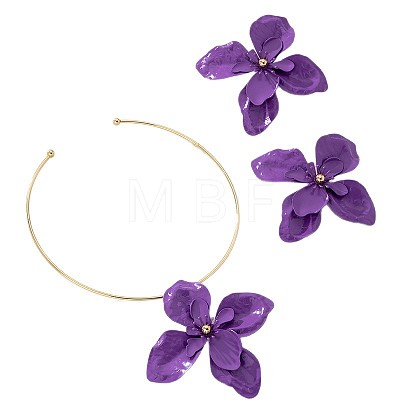 Alloy Stud Earrings & Charm Choker Sets WG3F7DF-01-1