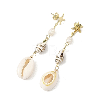 304 Stainless Steel with Natural Pearl Beads Stud Earrings EJEW-JE07421-1