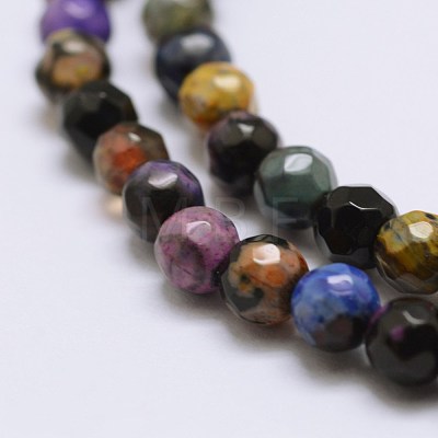 Faceted Natural Fire Crackle Agate Beads Strands G-F447-4mm-A07-1