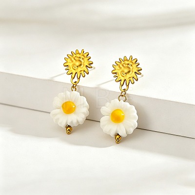 304 Stainless Steel & Handmade Porcelain Stud Dangle Earrings WG2AA73-01-1