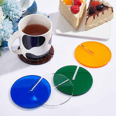 BENECREAT 5pcs 5 Colors Acrylic Cup Mats AJEW-BC0003-27-1