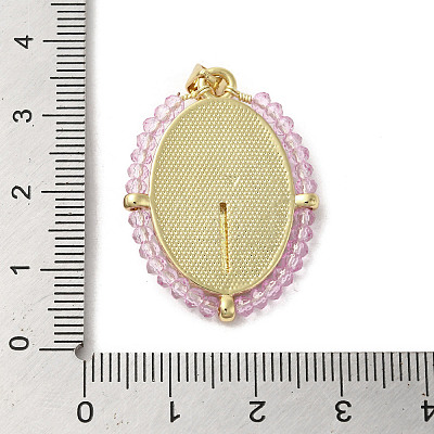 Brass Pave Shell Pendants KK-I708-01C-G-1