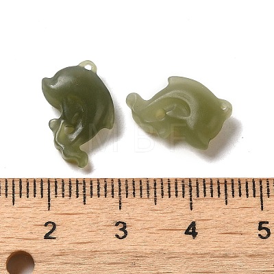 Natural Nephrite Jade Dolphin Charms G-NH0007-01-1