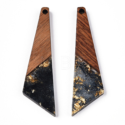 Transparent Resin & Walnut Wood Pendants RESI-N039-70C-1