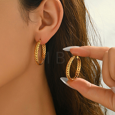 Ring with Wheat Stainless Steel Hoop Earrings KR5657-1