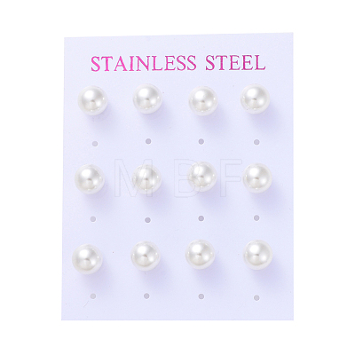 Plastic Imitation Pearl Stud Earrings STAS-D0001-03-P-1