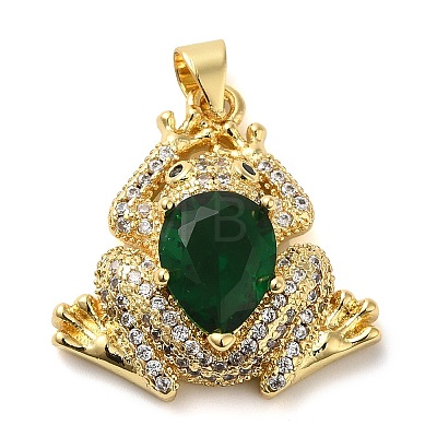 Rack Plating Brass Micro Pave Green Cubic Zirconia Pendants KK-C047-01B-G-1