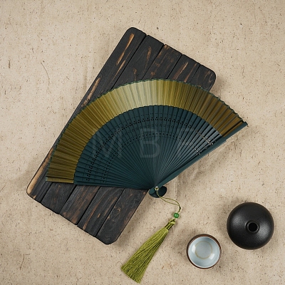 Chinese Style Wood Folding Fan with Tassel PW-WG4D112-17-1