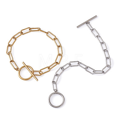 304 Stainless Steel Paperclip Chain Bracelets BJEW-TA0003-04-1