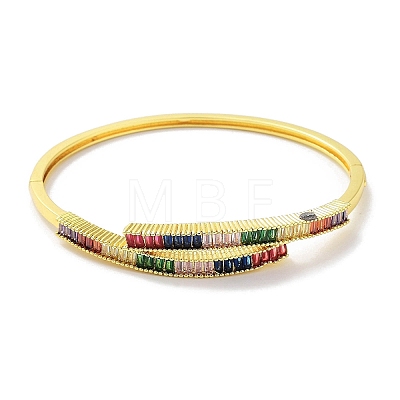 Brass Pave Colorful Glass Hinged Bangles for Women BJEW-Z061-07A-1