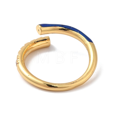 Rack Plating Brass Cubic Zirconia Open Cuff Rings for Women RJEW-S407-04-1