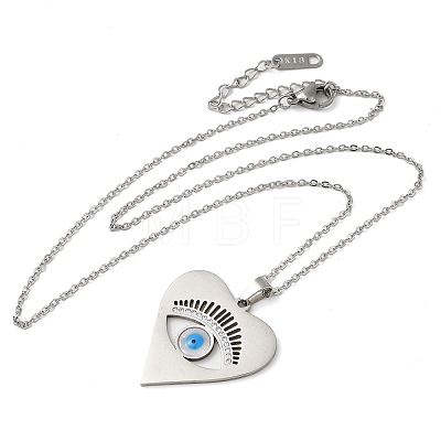 Heart with Evil Eye 304 Stainless Steel Enamel Pendant Necklaces NJEW-E104-05P-1