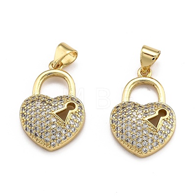 Brass Micro Pave Clear Cubic Zirconia Pendants ZIRC-J025-65G-1