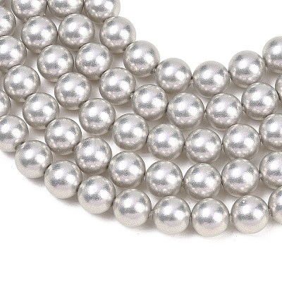 Frosted Glass Pearl Beads Strands GLAA-A044-08A-09-1