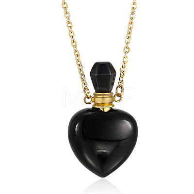 1Pc Natural Gemstone Heart Perfume Bottle Pendant Necklaces NJEW-PH0001-61A-1