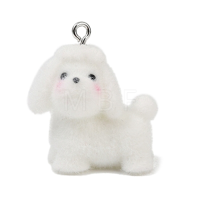 Animal Theme Flocky Opaque Resin Pendants RESI-H042-01P-17-1