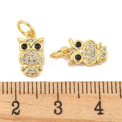 Rack Plating Brass Micro Pave Clear Cubic Zirconia Pendants KK-B093-02E-G-1