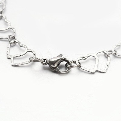 304 Stailess Steel Heart to Heart Link Chain Bracelets BJEW-N280-12P-1