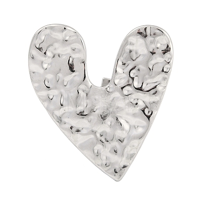 Textured Heart 304 Stainless Steel Adjustable Rings for Women RJEW-H231-02P-1