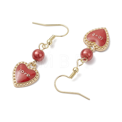 Alloy Enamel Heart Dangle Earrings EJEW-JE06272-02-1