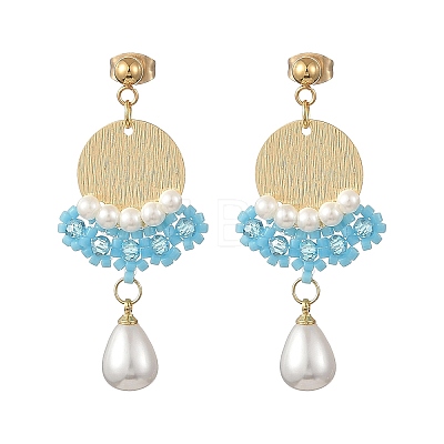 Brass Glass Seed Bead Chandelier Earrings EJEW-MZ00762-01-1