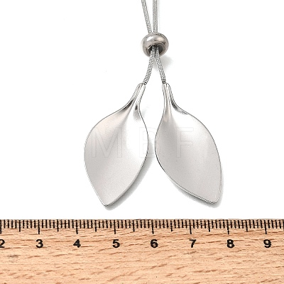 Adjustable 304 Stainless Steel Leaf Pendant Lariat Necklaces for Women SA-CBAB727-03P-1