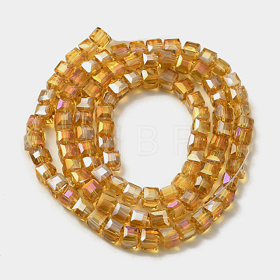 Electroplate Glass Beads Strands EGLA-D018-8x8mm-77-1