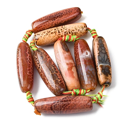 Natural Fire Crackle Agate Beads Strands G-P605-E01-01-1
