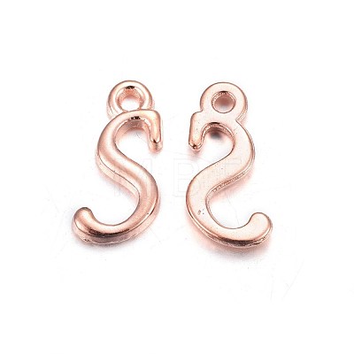 Rose Gold Plated Alloy Letter Pendants PALLOY-J718-01RG-S-1