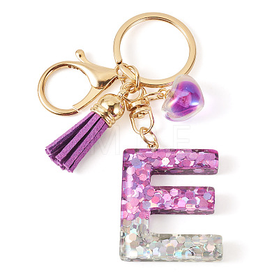 Alloy Resin Heart Keychains KEYC-TADJ0002-01G-E-1