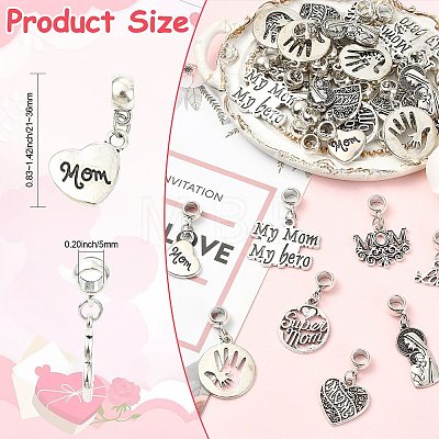 80Pcs 8 Style Alloy European Dangle Charms PALLOY-CJ00192-1
