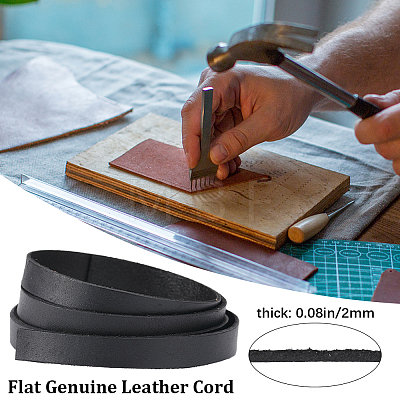 Gorgecraft 3Pcs Flat Leather Jewelry Cord WL-GF0001-16C-02-1