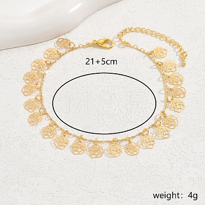 Brass Rose Charm Anklets for Women KP7886-2-1