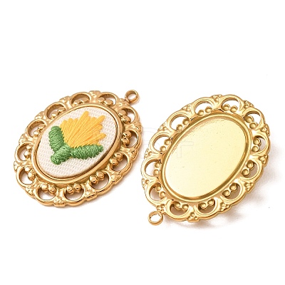 304 Stainless Steel & Cloth Embroidered Pendants FB-CBAFBAF-13G-02-1
