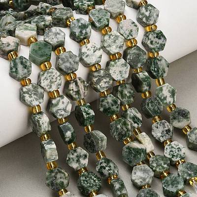 Natural Green Spot Jasper Beads Strands G-F833-B05-01-1