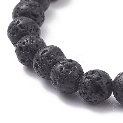 Natural Lava Rock & Mixed Stone Stretch Bracelet BJEW-JB07999-1
