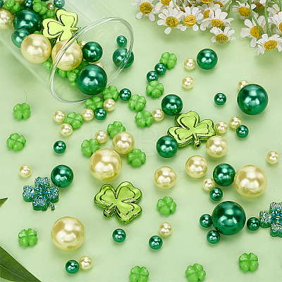 122Pcs 9 Styles ABS Imitation Pearl Beads & PP Plastic Beads & Opaque Acrylic Beads & Transparent Resin Cabochons KY-SP0001-79-1