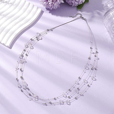 Natural Quartz Crystal 3 Layer Necklaces NJEW-JN05052-1