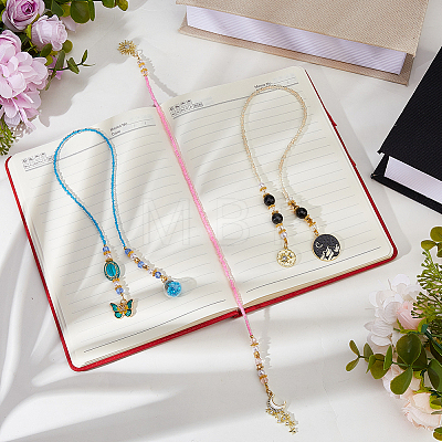 6Pcs 3 Style Glass Seed Bead Bookmark AJEW-FG00018-1