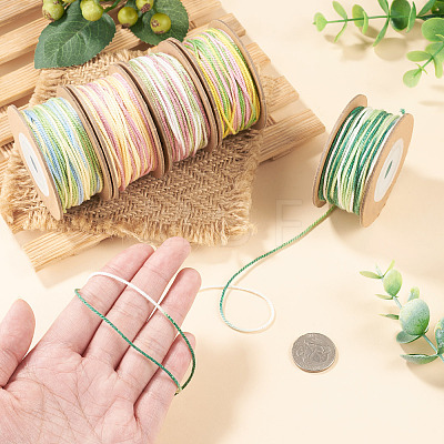 5 Rolls 5 Colors Segment Dyed Macrame Cotton Cord OCOR-TA0004-05D-1