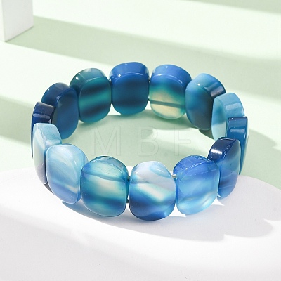 Oval Natural Banded Agate(Dyed & Heated) Beaded Stretch Bracelets for Women Men GG-CBA9ACE-A10-1