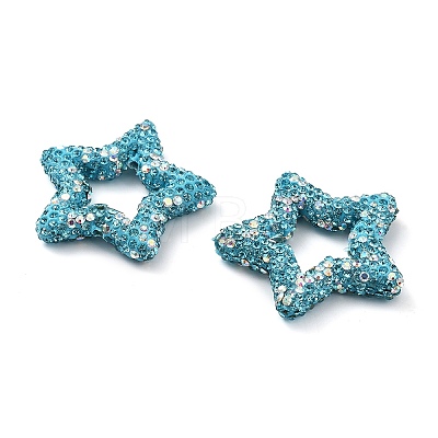 Star Shape Polymer Clay Rhinestone Beads CLAY-NH0001-06K-1